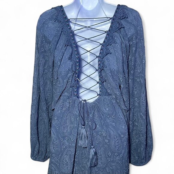 Free People Boho Paisley Floral Embroidered Mini Dress - Picture 7 of 8